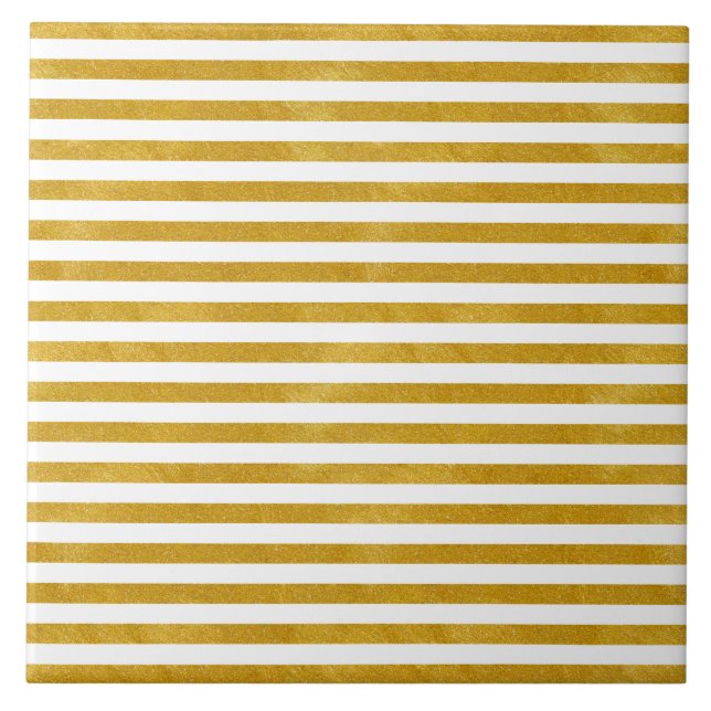 Elegant Gold Stripe -Custom Your Colour- Ceramic Tile (Front)