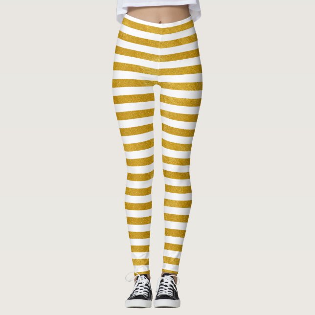Elegant Gold Stripe -Custom Your Colour- Leggings (Front)