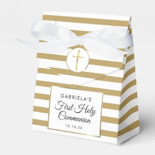 Elegant Gold Stripe First Holy Communion Favour Box