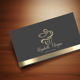 Elegant Gold Stripe Glitter Cupcake Business Card