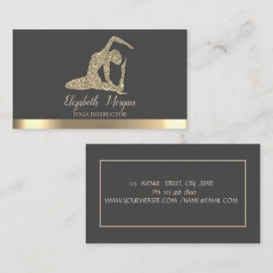 Elegant Gold Stripe Glitter Yoga Girl Business Card