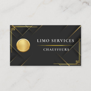 Elegant Gold Stripe Gold Chauffeur Logo Driver QR Business Card