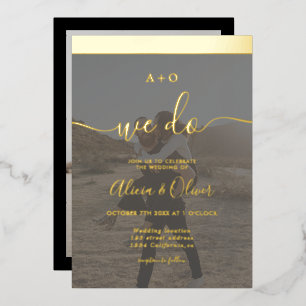 Elegant gold stripe initials 2 photos wedding