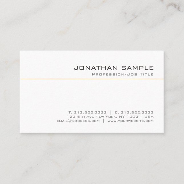 Elegant Gold Striped Simple Chic Plain Luxe Trendy Business Card (Front)