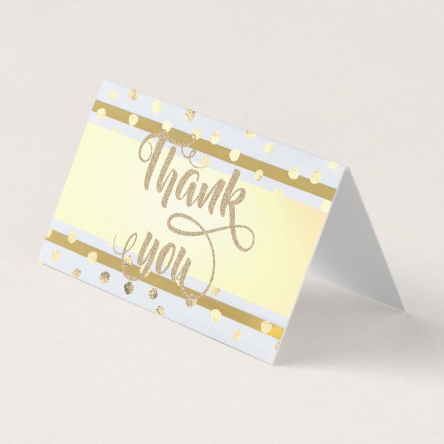 Elegant Gold  Stripes  Dots Thank You Card (Front)