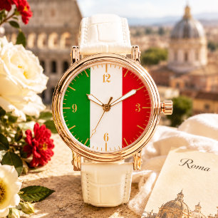 Elegant Gold Stripes Italian Patriotic Italy Flag Watch