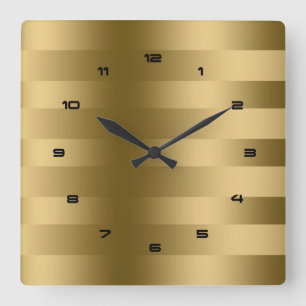 Elegant Gold Stripes Modern Design Square Wall Clock