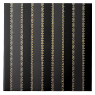 Elegant gold stripes on black and grey ceramic tile