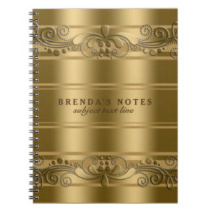 Elegant Gold Stripes With Gold Lace Notebook