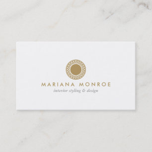 ELEGANT GOLD SUN LOGO on WHITE III Business Card