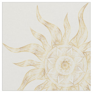 Elegant Gold Sun Mandala Design Fabric