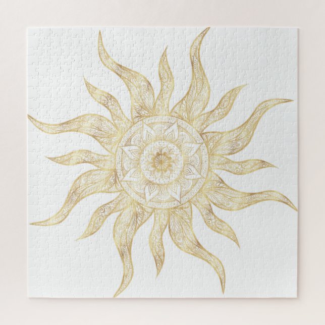 Elegant Gold Sun Mandala Design Jigsaw Puzzle (Vertical)