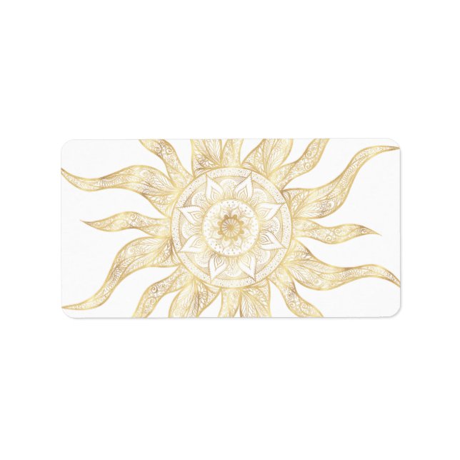 Elegant Gold Sun Mandala Design Label (Front)