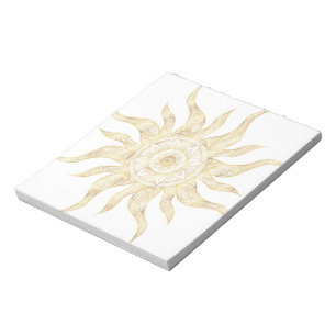 Elegant Gold Sun Mandala Design Notepad