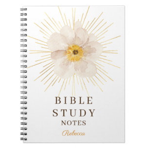 Elegant Gold Sunburst Personalized Bible Study Notebook