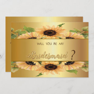 Elegant Gold Sunflowers Bridesmaid Card