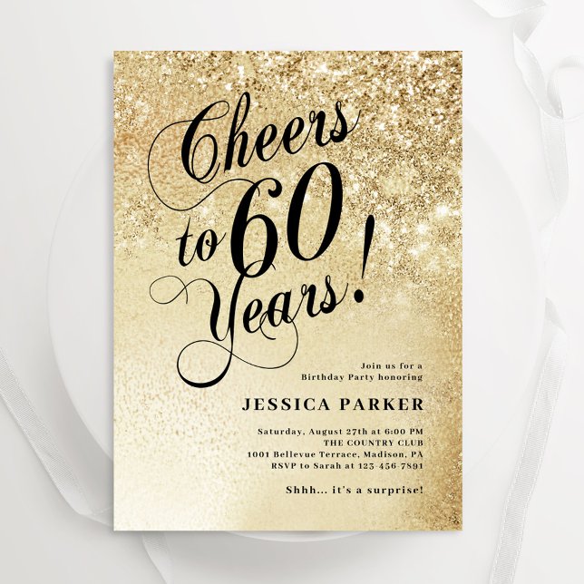 Elegant Gold Surprise 60th Birthday Invitation (Creator Uploaded)