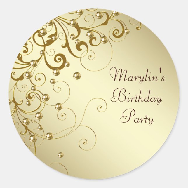 Elegant Gold Swirl Stickers (Front)