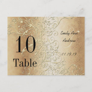 Elegant Gold Swirls Black Font Table Numbers Postcard