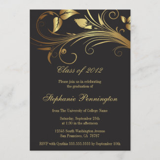 Elegant gold swirls graduation party announcement