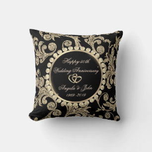 Elegant Gold Swirls,Heart 50th Wedding Anniversary Cushion