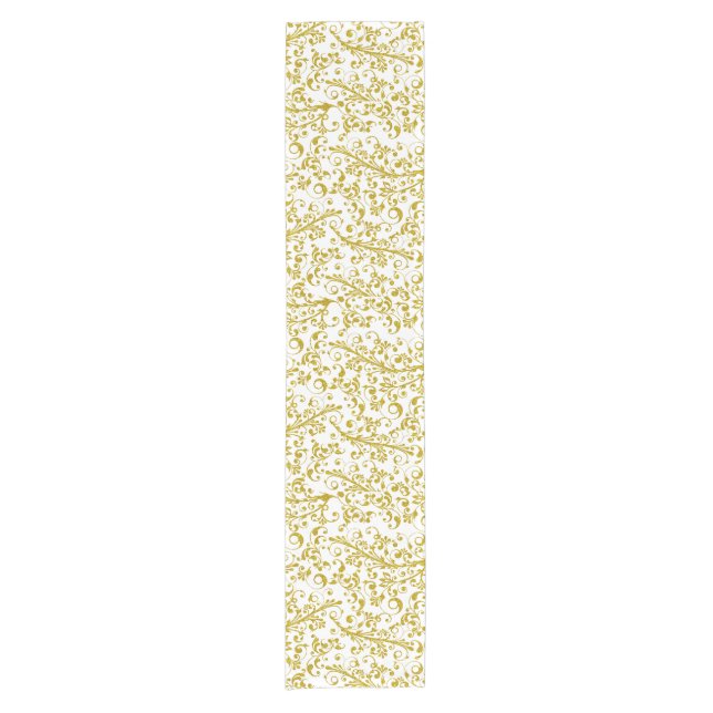 Elegant gold swirls short table runner (Front)