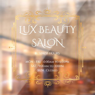 Elegant Gold Swirls Text Business Opening Hours