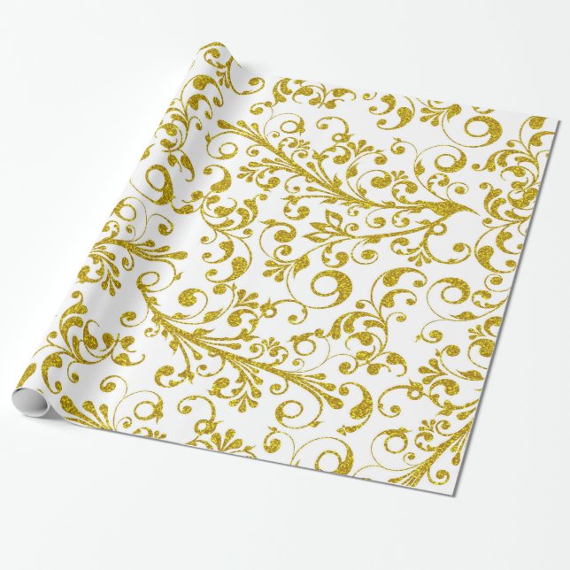 Elegant gold swirls wrapping paper (Unrolled)
