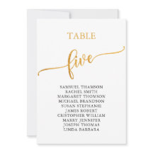 Elegant Gold Table Number 5 Seating Chart
