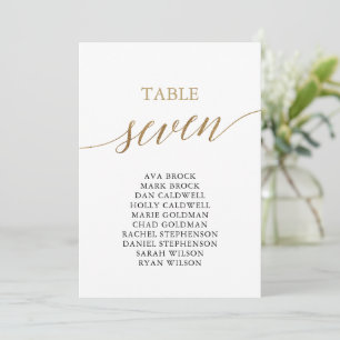 Elegant Gold Table Number 7 Seating Chart