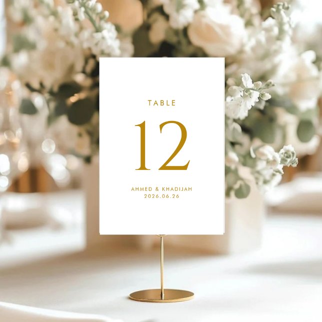 Elegant Gold Table Number Card (Creator Uploaded)