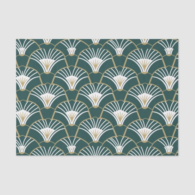 Elegant gold teal art deco  tissue paper (Front)