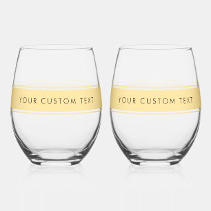 Elegant Gold Template Your Custom Text or Name Stemless Wine Glass