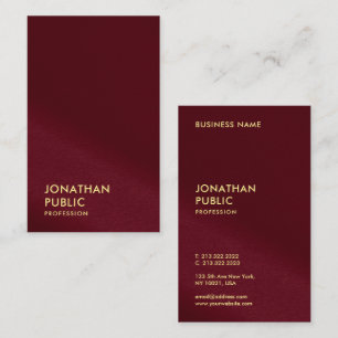 Elegant Gold Text Burgundy Red Luxury Oceania Business Card