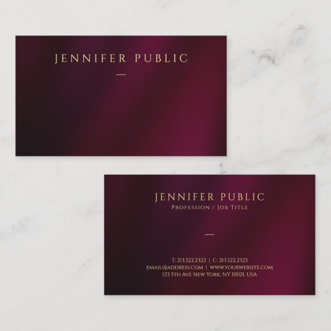 Elegant Gold Text Custom Template Luxurious Business Card (Front/Back)