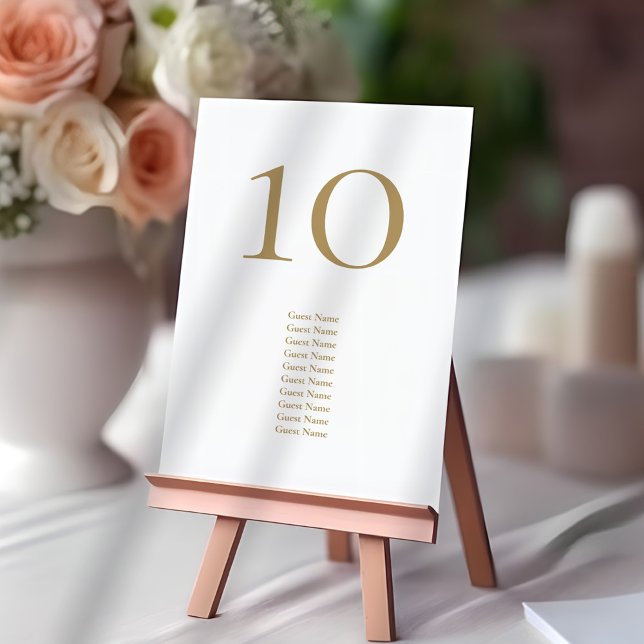 Elegant Gold Text Guest Names Wedding Table Number (Creator Uploaded)