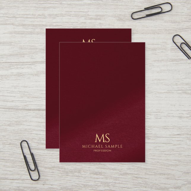 Elegant Gold Text Monogram Vertical Mighty Size Business Card (Front/Back In Situ)