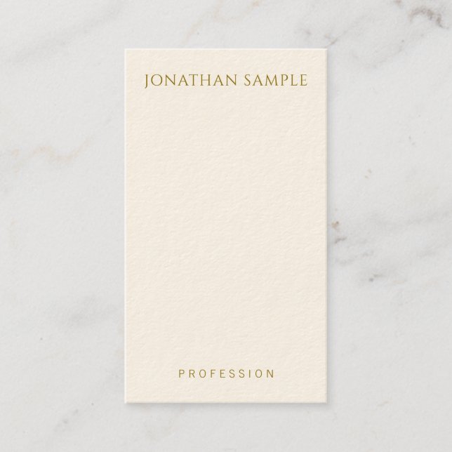 Elegant Gold Text Name Template Vertical Modern Business Card (Front)