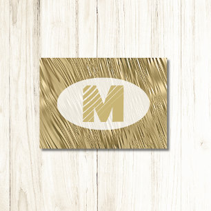 Elegant Gold Texture Big Decorative Monogram  Note Card