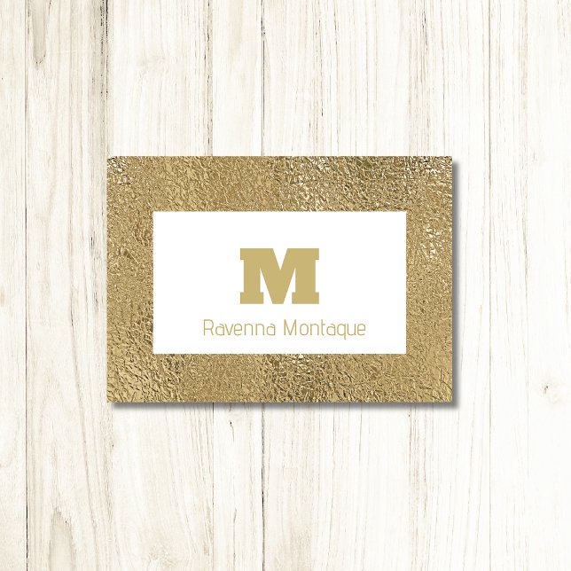 Elegant Gold Texture Big Monogram Stationery Note Card (Creator Uploaded)