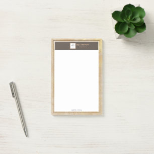Elegant Gold Texture Brown Frame Logo Post-it Notes