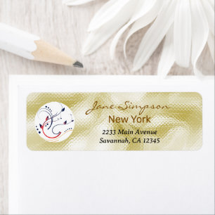 Elegant Gold Texture Logo Business Card Return Address Label