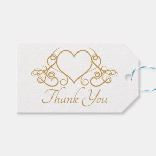 Elegant Gold Thank You Heart Wedding Party Glam Gift Tags
