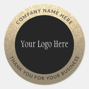 Elegant Gold Thank You Logo Business Glitter Classic Round Sticker