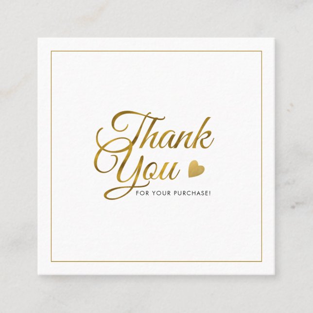 Elegant Gold Thank You Logo Promotional Code  Discount Card (Front)