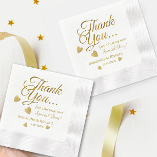 Elegant Gold Thank You Personalised Wedding   Napkin