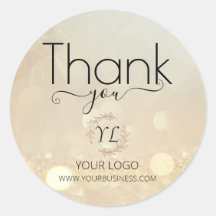 Elegant Gold Thank You Stickers - Add Logo