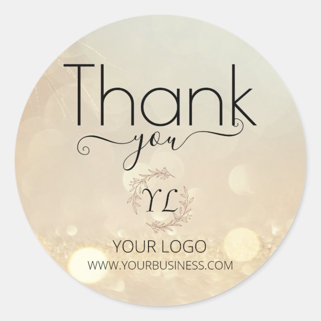 Elegant Gold Thank You Stickers - Add Logo (Front)