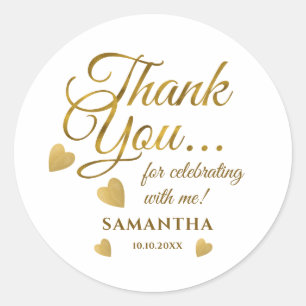 Elegant Gold Thank You Typography Party Favor Classic Round Sticker