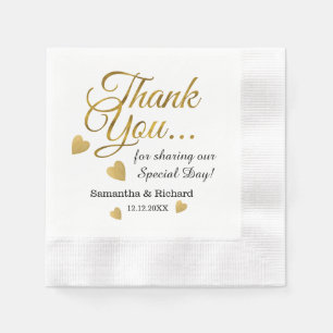 Elegant Gold Thank You Wedding Napkin
